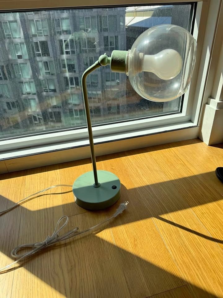 Light Green Sage Industrial Desk Lamp with Bulb