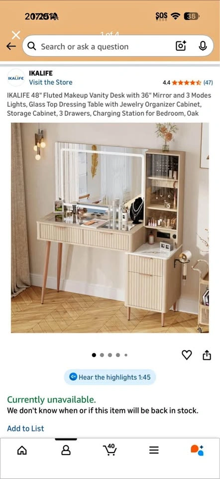 New makeup vanity table