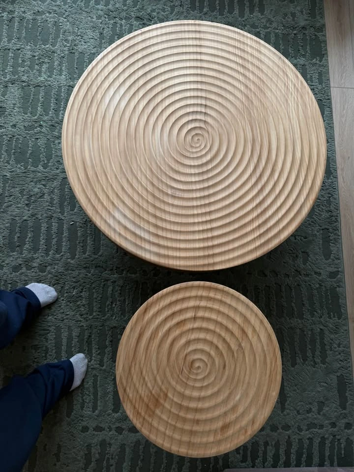Round Wood Coffee Tables Set - photo 2