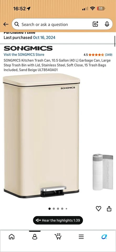 10.5 gallon trash can
