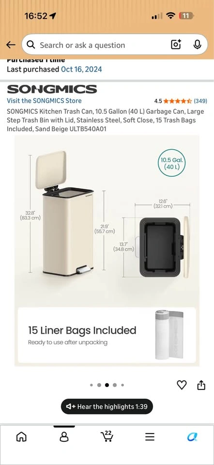 10.5 gallon trash can - photo 2