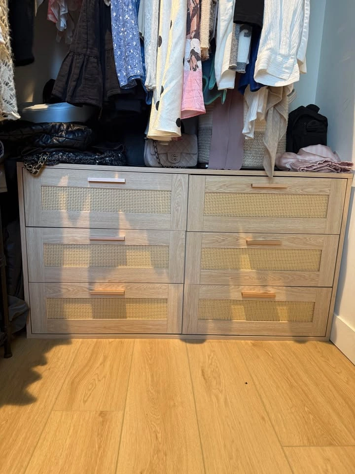 Rattan 6 Drawer Clothing Dresser