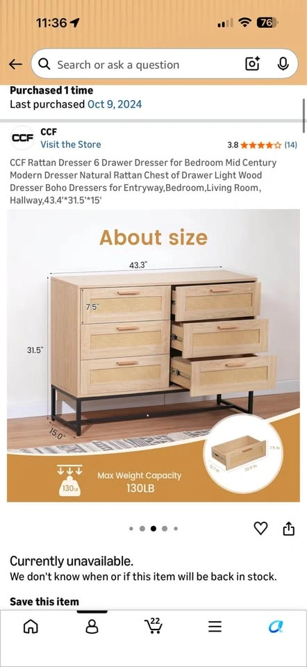 Rattan 6 Drawer Clothing Dresser - photo 2