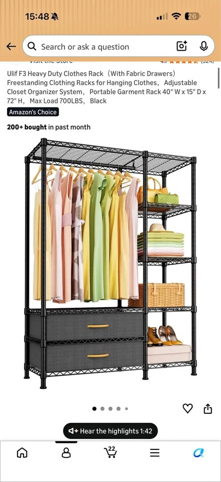 Adjustable Clothing Rack with Shelves & Drawers