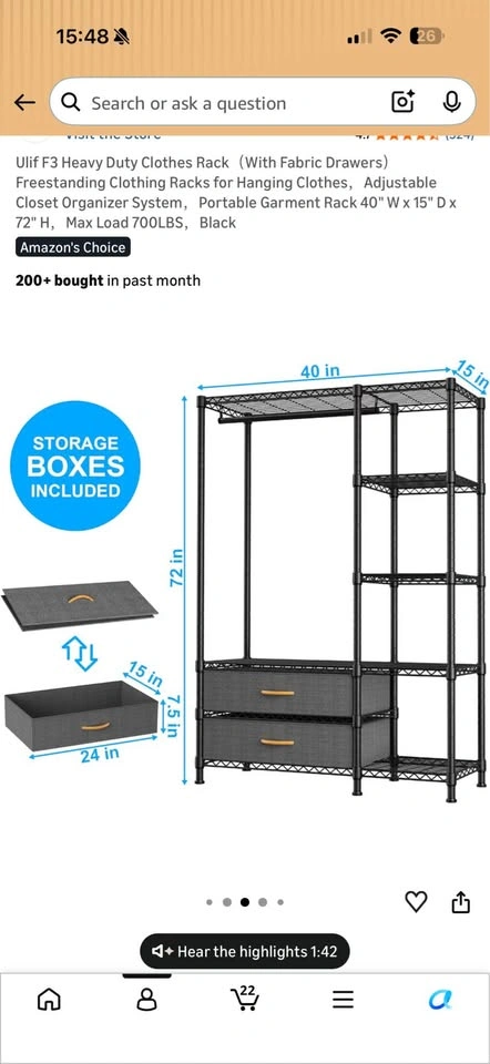 Adjustable Clothing Rack with Shelves & Drawers - photo 2