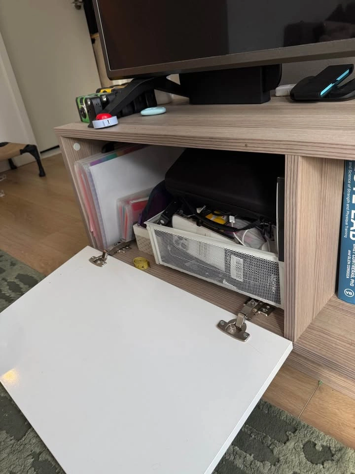 Modern Wood TV Stand with White Cabinet - photo 3