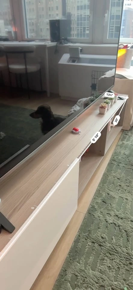 Modern Wood TV Stand with White Cabinet - photo 4