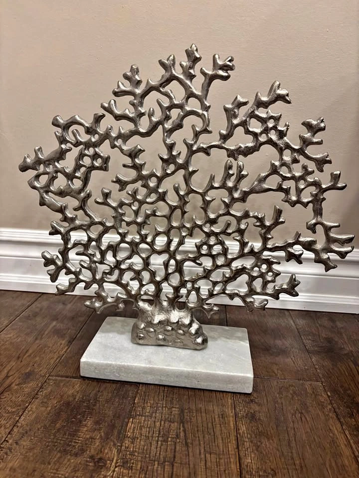 Silver Tree Decor Piece with Marble Base
