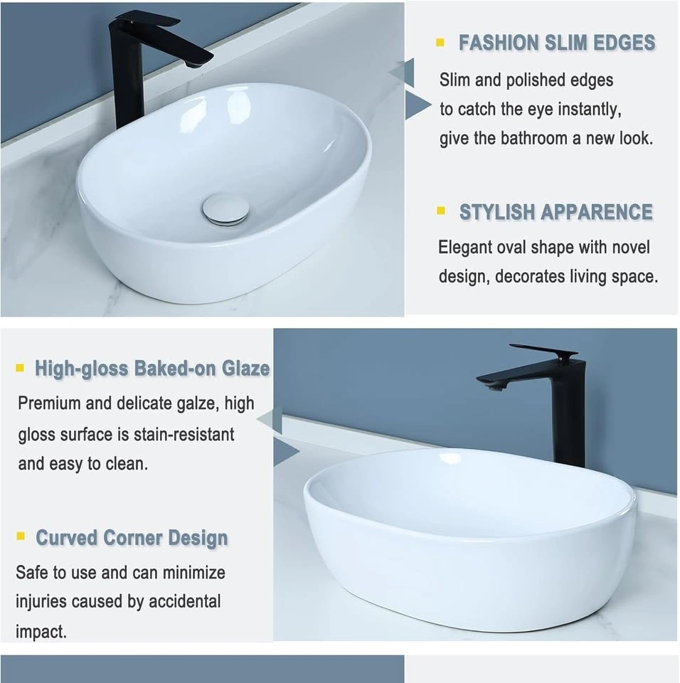 Bathivy Oval Vessel Bathroom Sink with Pop-Up Drain - photo 4