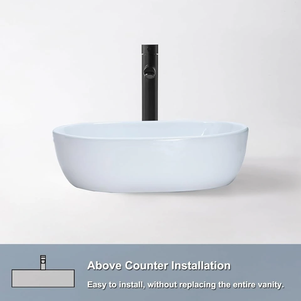 Bathivy Oval Vessel Bathroom Sink with Pop-Up Drain - photo 5