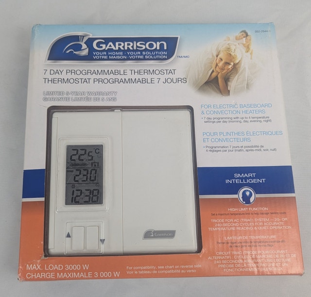 Garrison 7 Day Programmable Thermostat 052-2544-0 New Baseboard