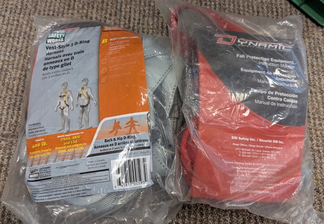 New 3 D-Ring Safety Harness with Shock Absorbing Lanyard