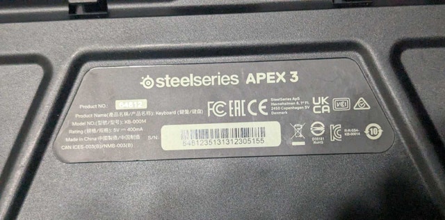 Steelseries Apex 3 USB Keyboard Whisper Quiet Switch - photo 2