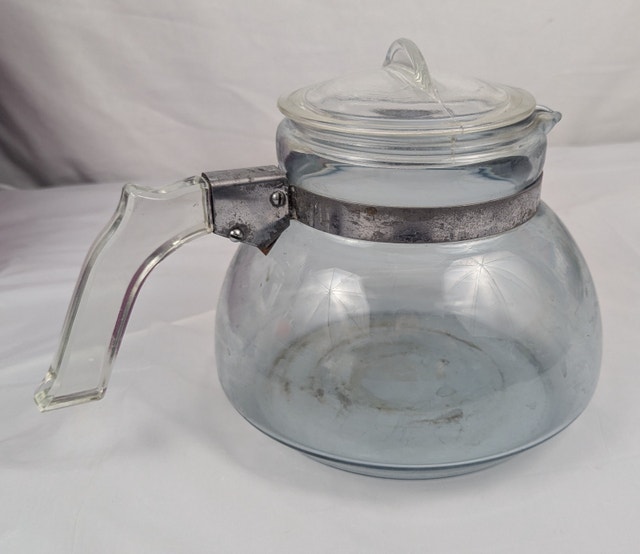 Pyrex Flameware 7125-B Blue Tint Pot Belly Tea Kettle