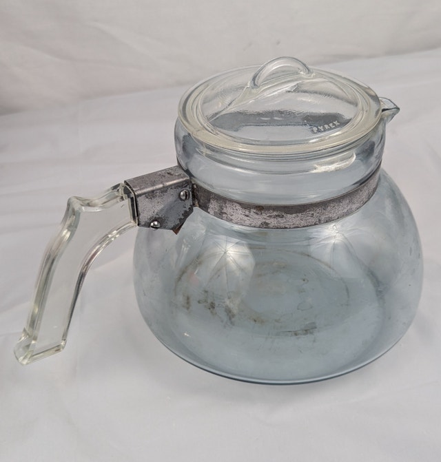 Pyrex Flameware 7125-B Blue Tint Pot Belly Tea Kettle - photo 5