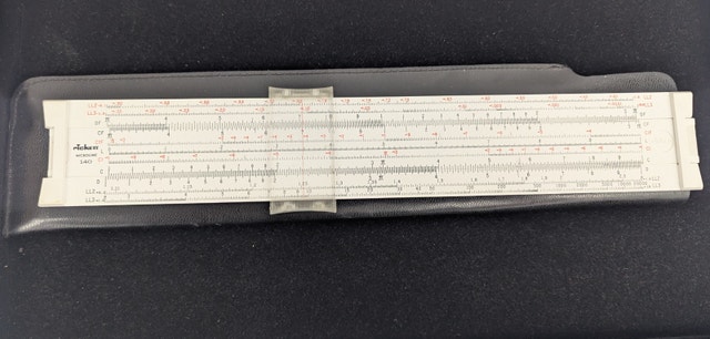 Pickett Microline 140 Slide Rule Case and Manual