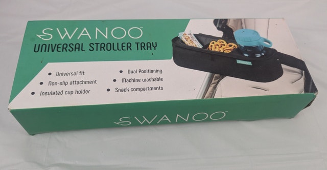 Swanoo Stroller Snack Tray Black Non Slip Insulated Universal