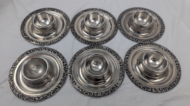 Lot of 6 WMF Cromargan Egg Cups Germany Stainless Steel Kitchen