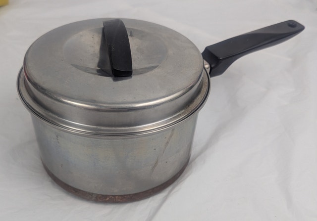 Vintage Ekcoware 1 Qt Thick Copper Bottom Sauce Pan Pot W/Lid US