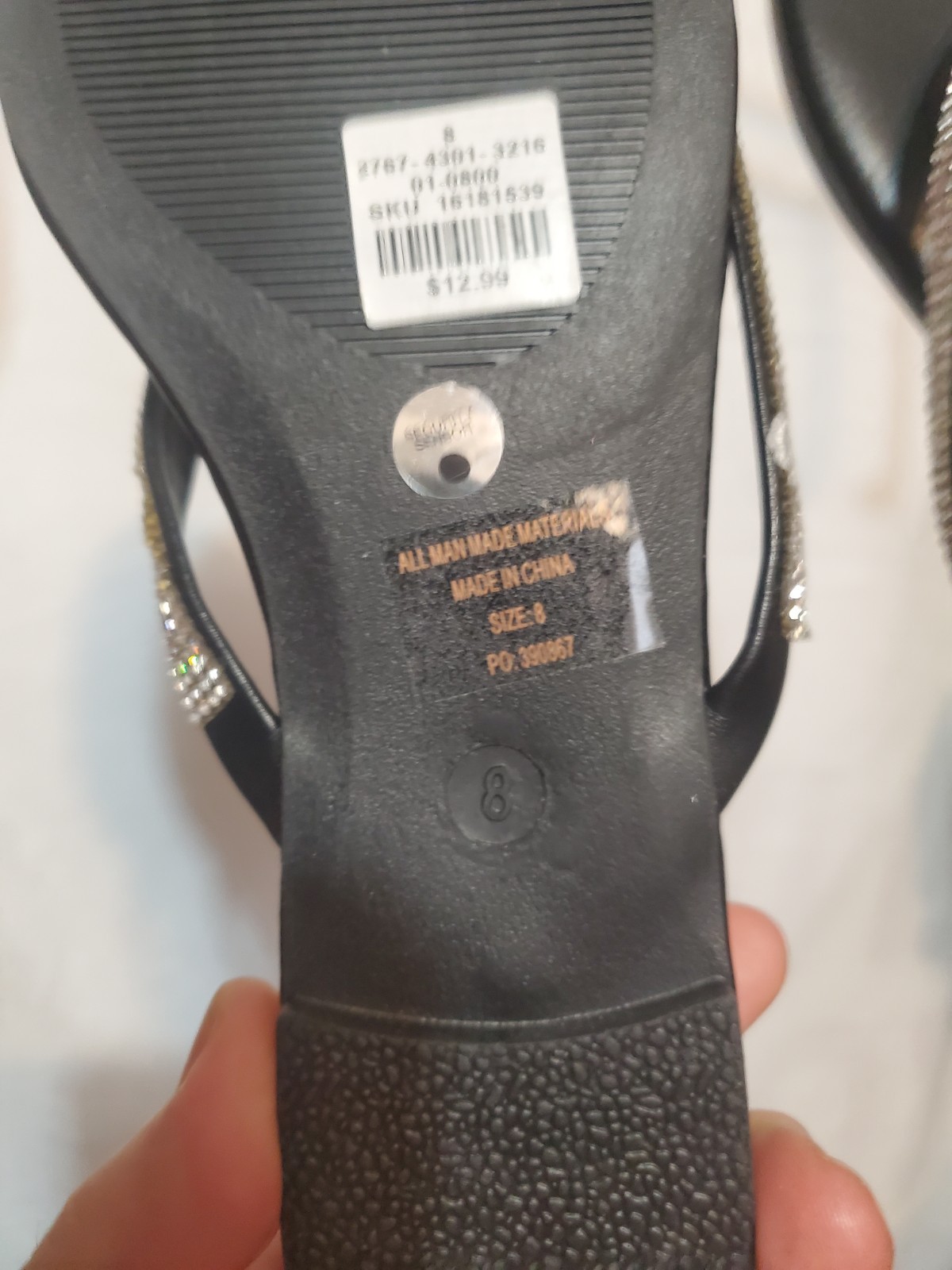Charlotte Russe Black Rhinestone Thong Sandals - Women's Size 8 - photo 3