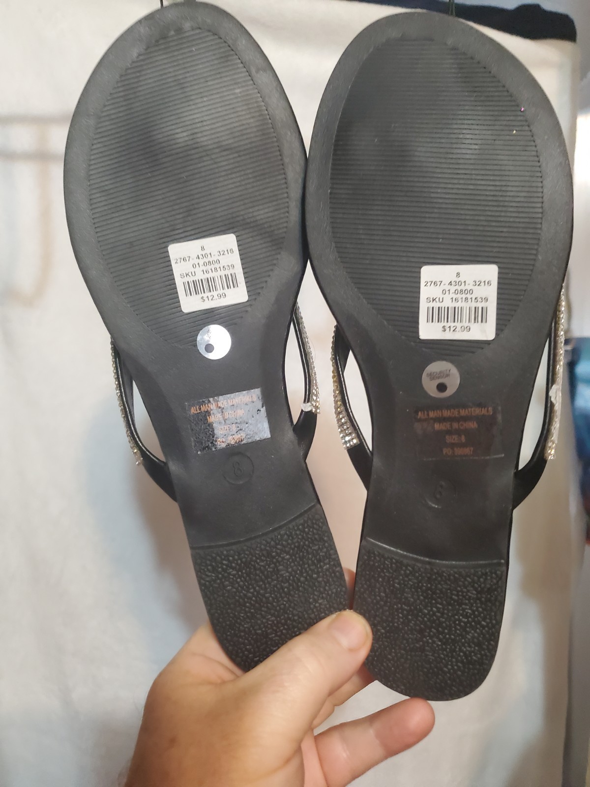 Charlotte Russe Black Rhinestone Thong Sandals - Women's Size 8 - photo 5