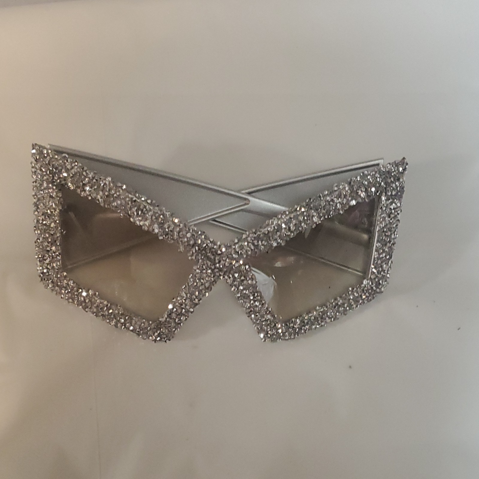 Silver Glitter Rhinestone Geometric 1970s Costume Glasses - photo 3