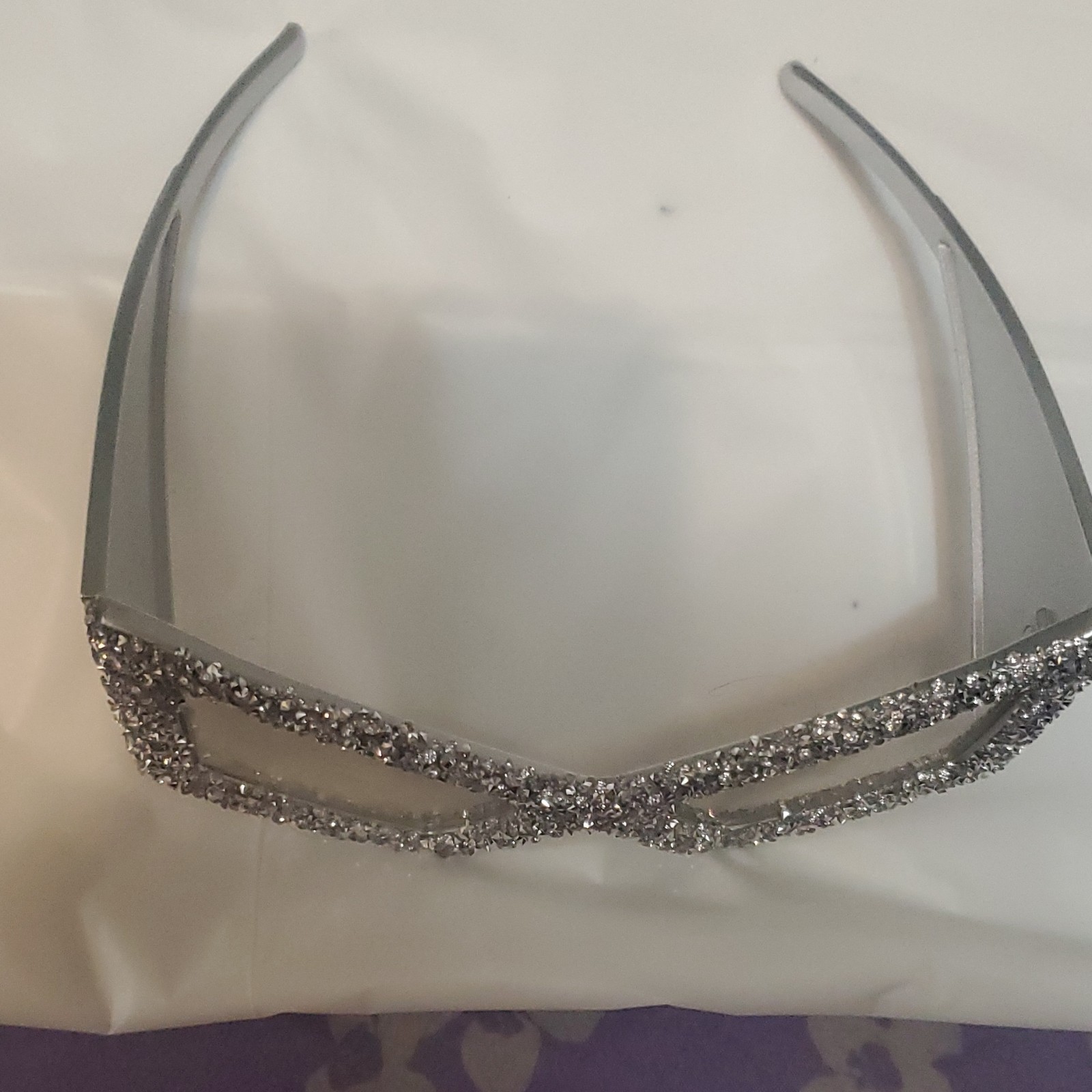 Silver Glitter Rhinestone Geometric 1970s Costume Glasses - photo 4