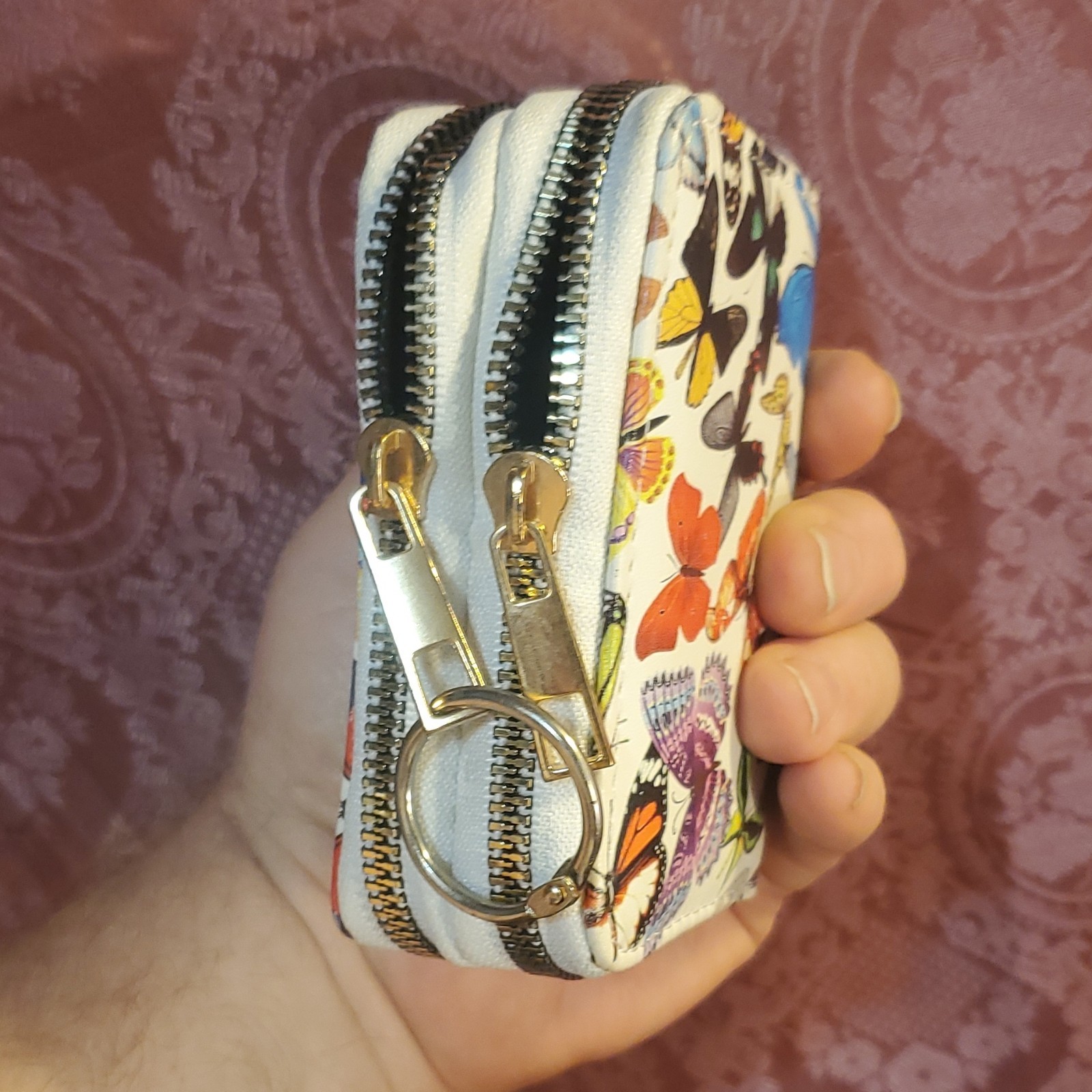 Butterfly Print Women's Double Zipper Key Ring Wallet - photo 3