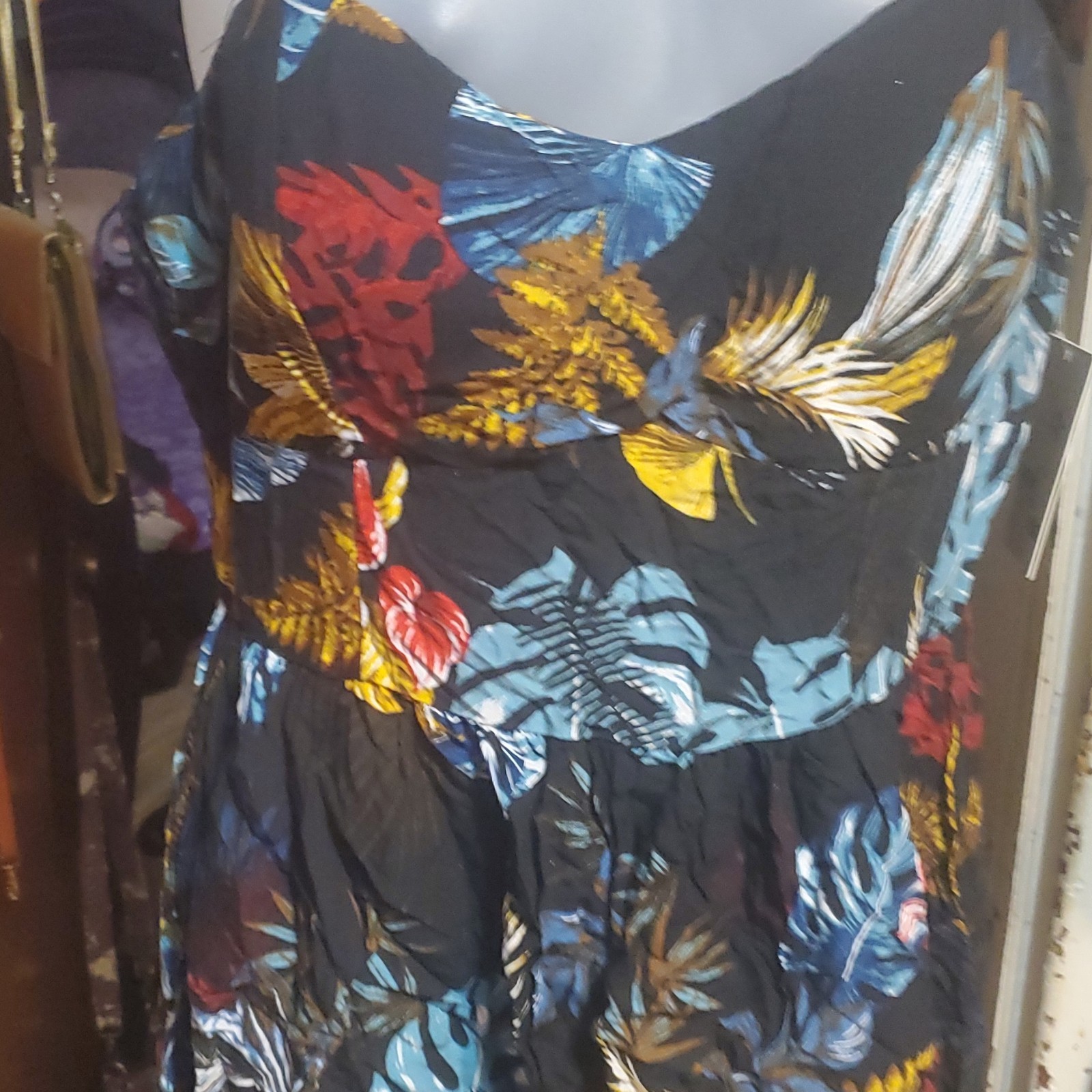 Pacific Vibes Women's Floral Strappy Romper Size L Black - photo 3