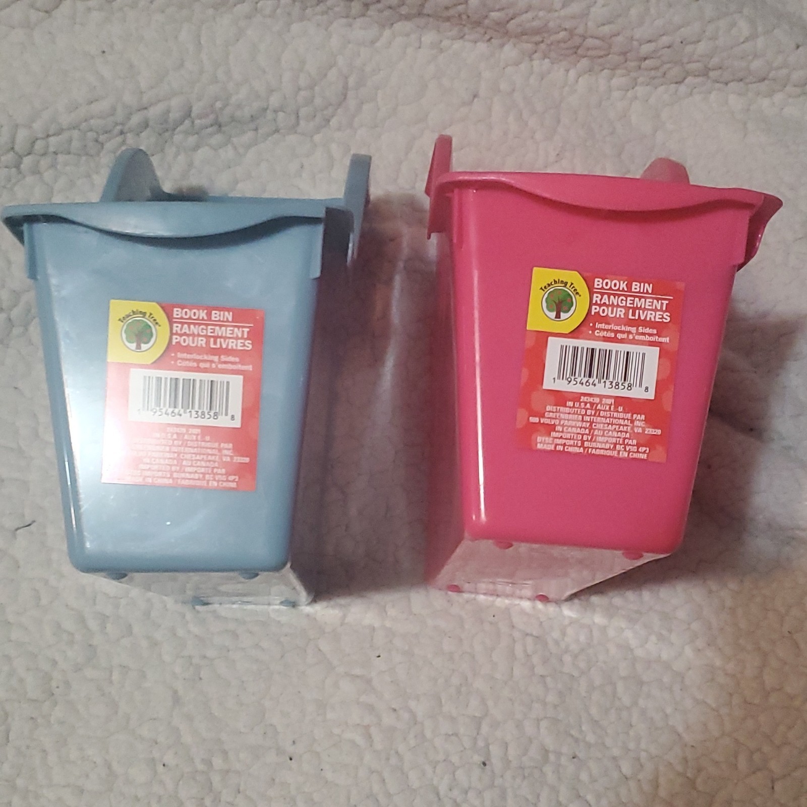Teaching Tree Interlocking Book Bin Set Blue & Pink Plastic 2-Pi - photo 2