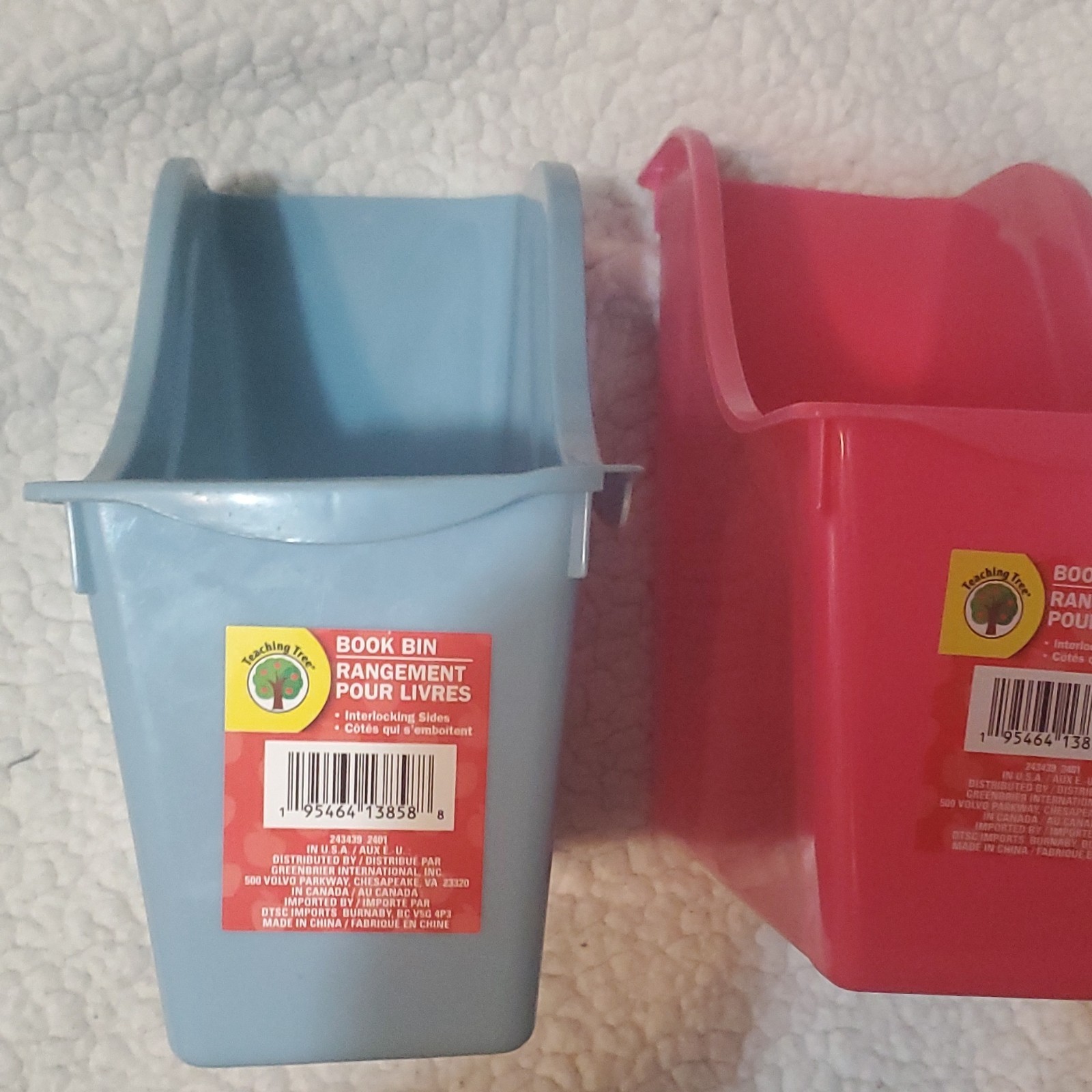 Teaching Tree Interlocking Book Bin Set Blue & Pink Plastic 2-Pi - photo 3