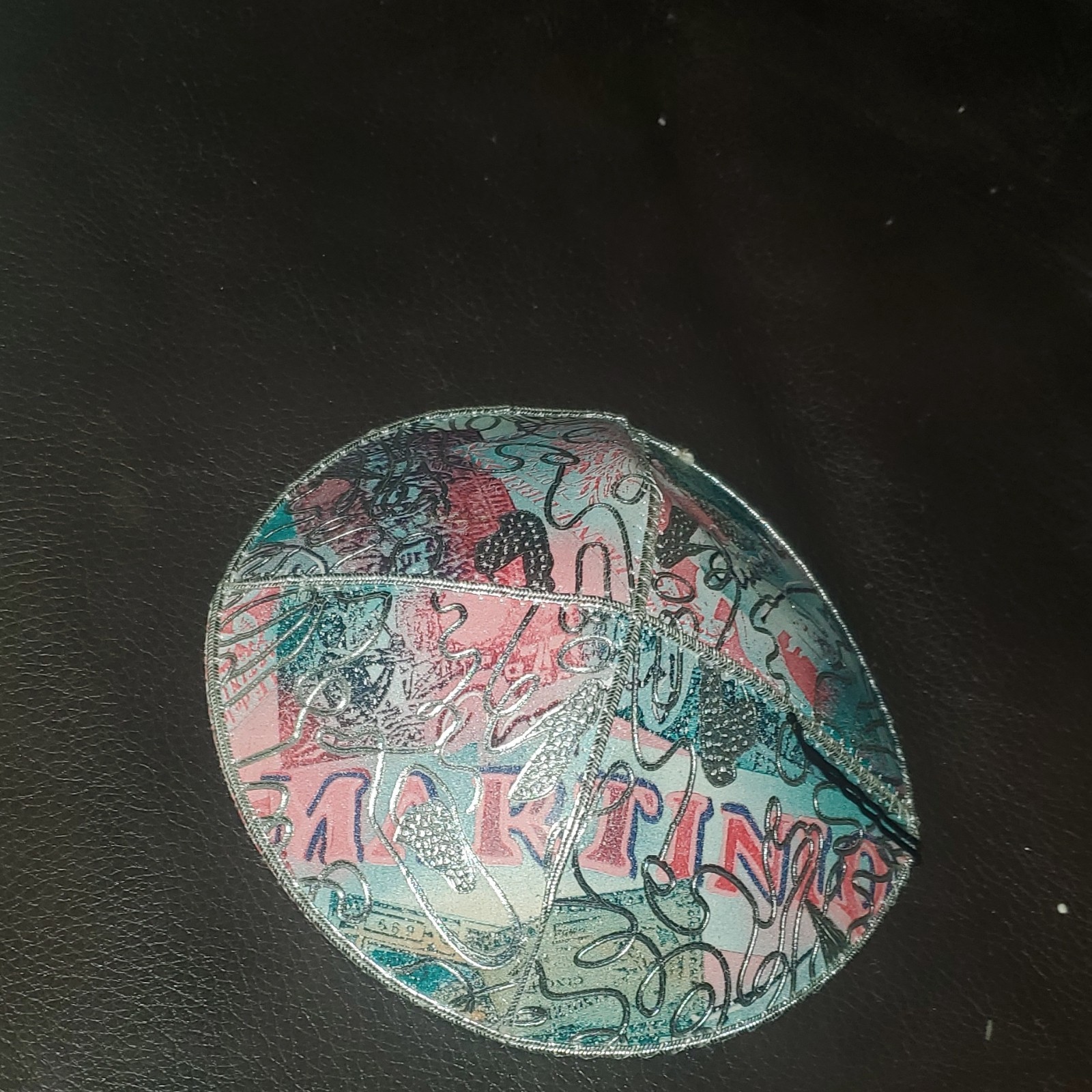 Martina Men's Kippah Abstract Pattern Pink Blue Silver Jewish He - photo 4