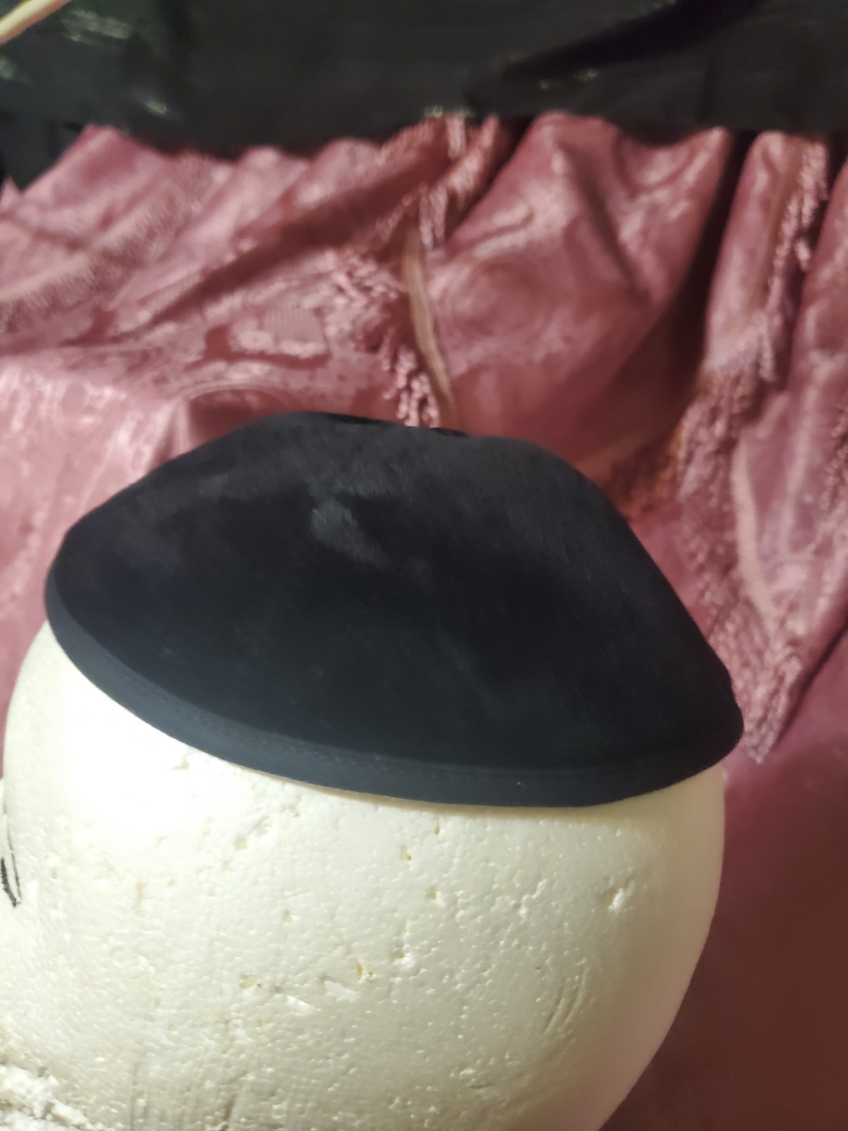Black Velvet Kippah Yarmulke - Embroidered Interior - photo 3