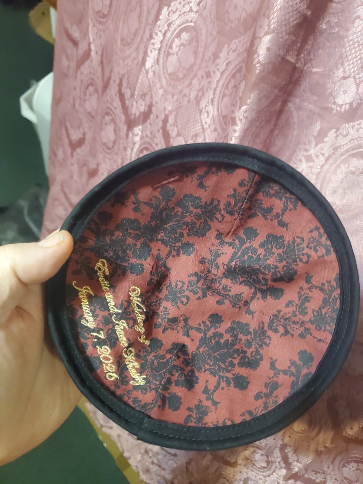 Black Velvet Kippah Yarmulke - Embroidered Interior - photo 4
