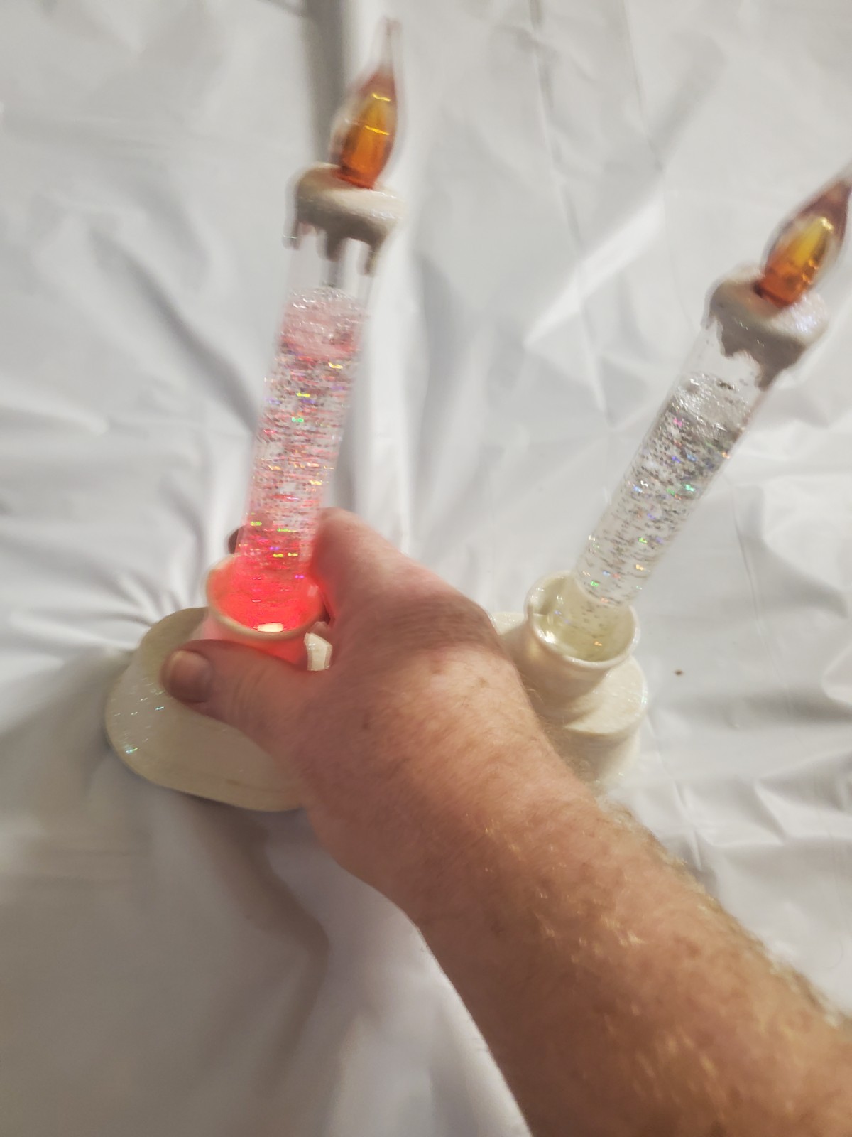 Glitter LED Candlestick White Multicolor Christmas Plastic Decor - photo 3