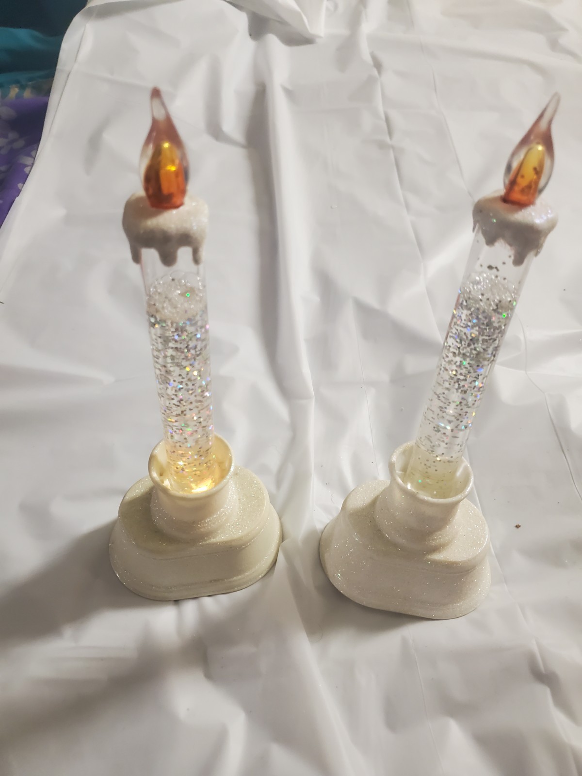 Glitter LED Candlestick White Multicolor Christmas Plastic Decor - photo 5