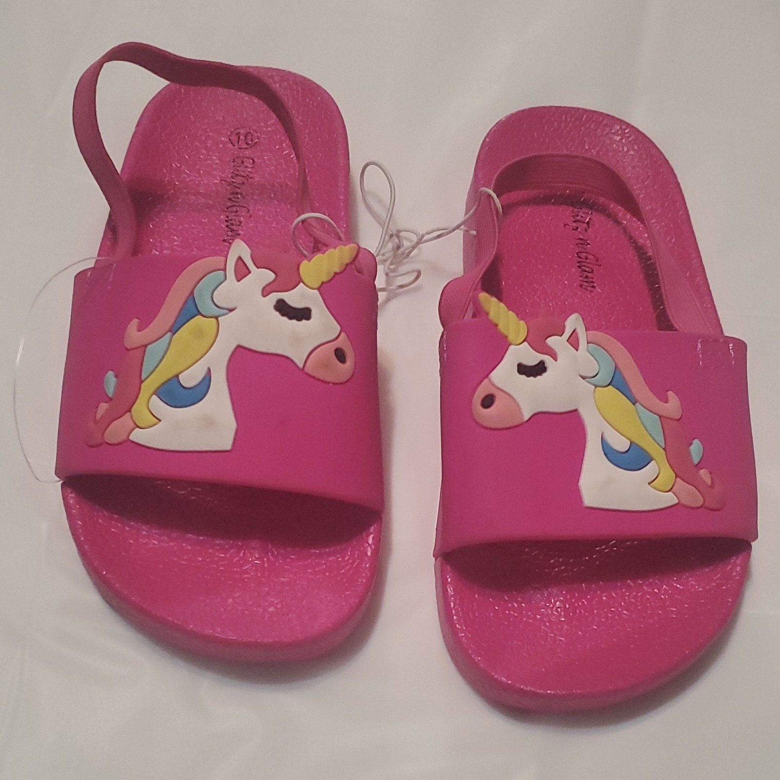 Glitz n Glam Pink Unicorn Slide Sandals Kids Size 10