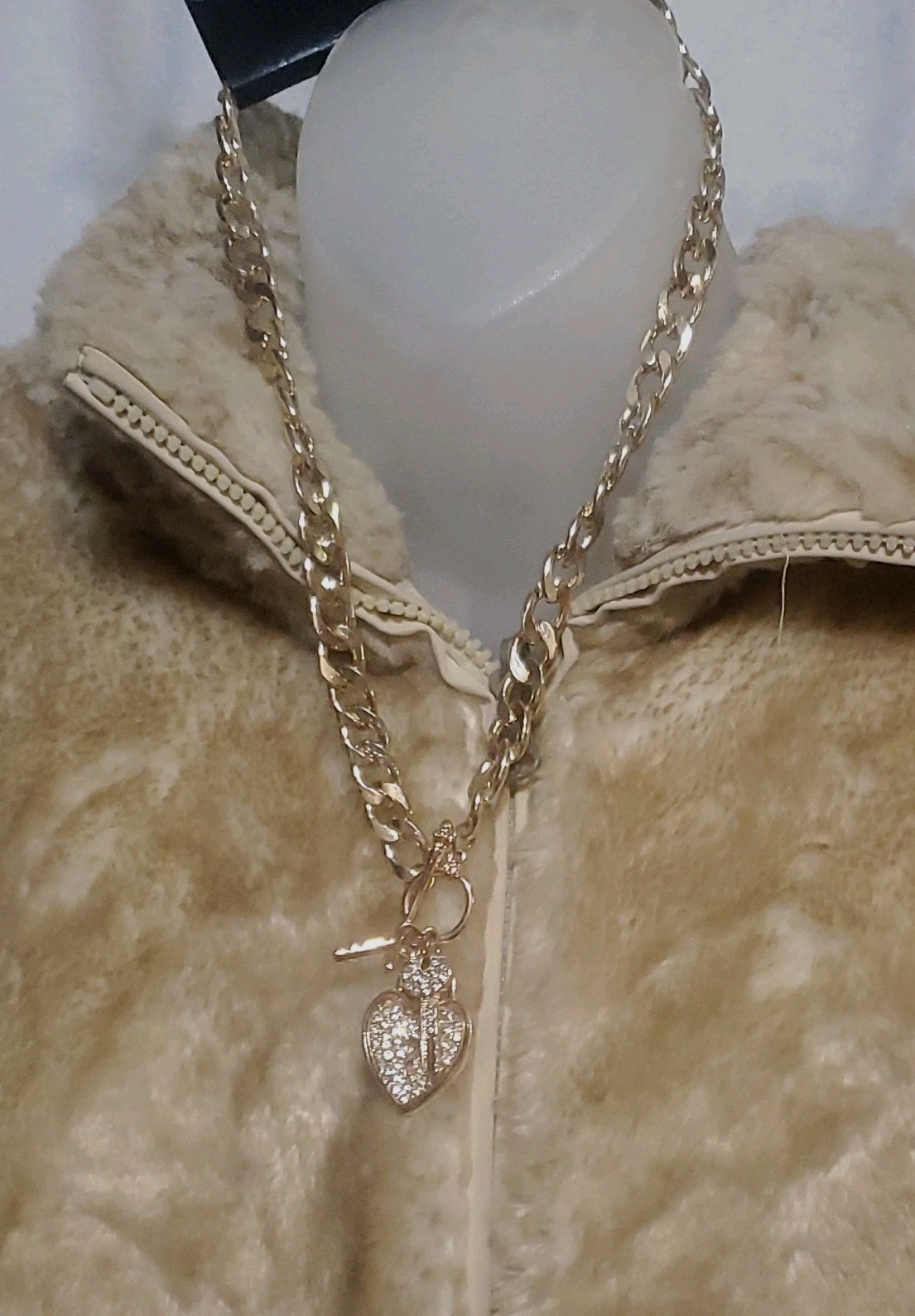 GoldTone Crystal Heart Pendant Statement Necklace - photo 3