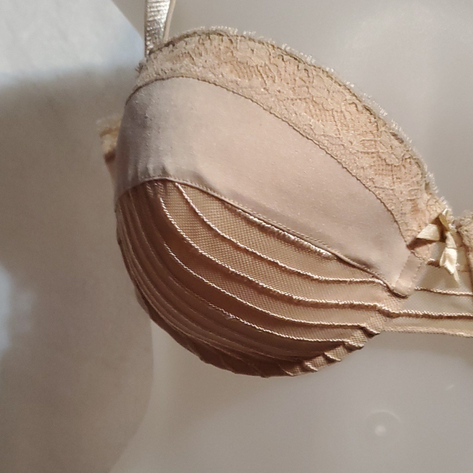 Beige Brown Lace Underwire Balconette Bra 42C - photo 2