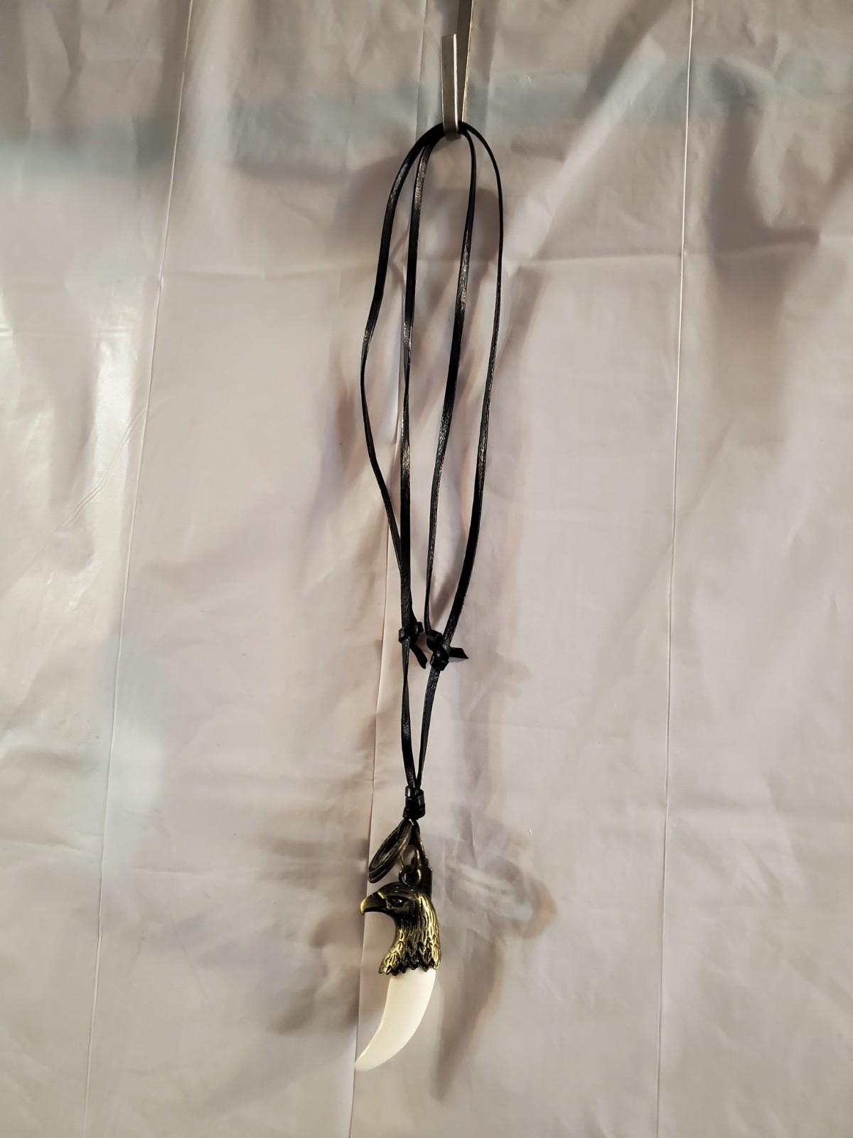 Bronze Eagle Head Fang Pendant Necklace with Black Cord - photo 3