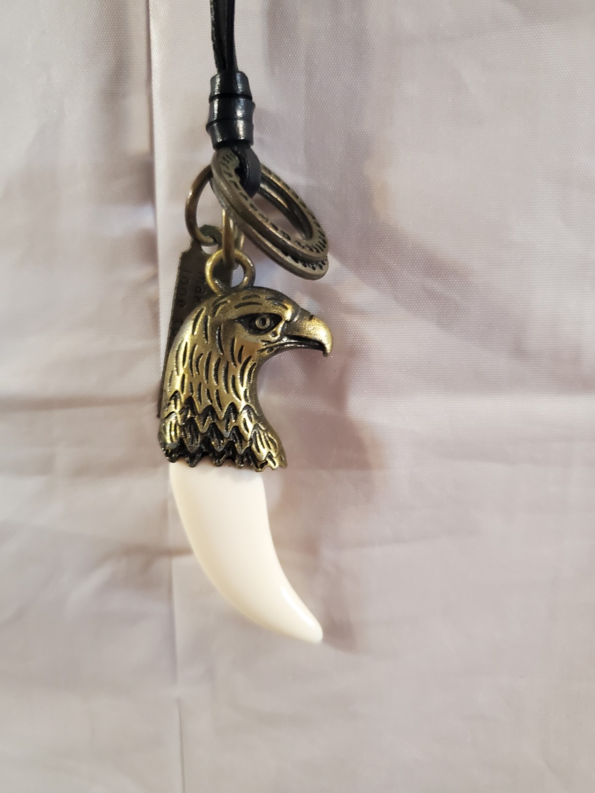 Bronze Eagle Head Fang Pendant Necklace with Black Cord - photo 5