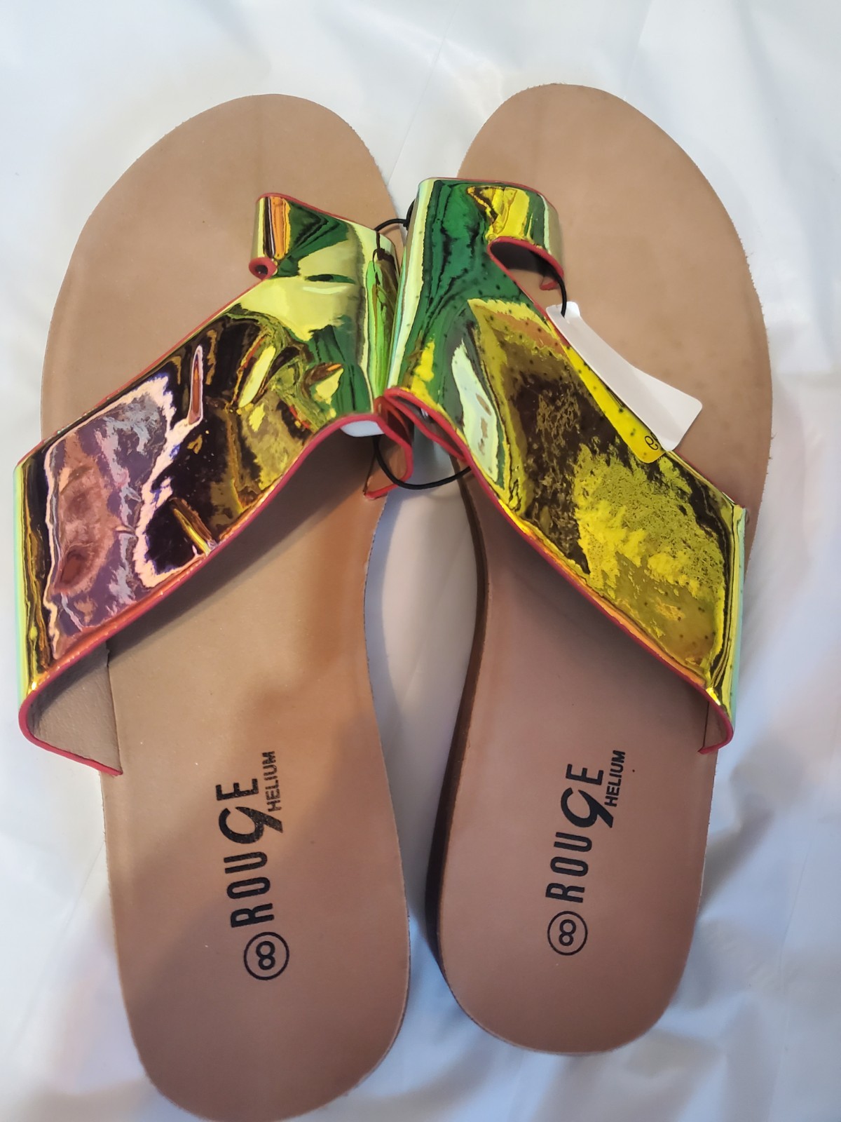 Rouge Helium Slide Sandals Iridescent Gold Orange Yellow Womens - photo 3