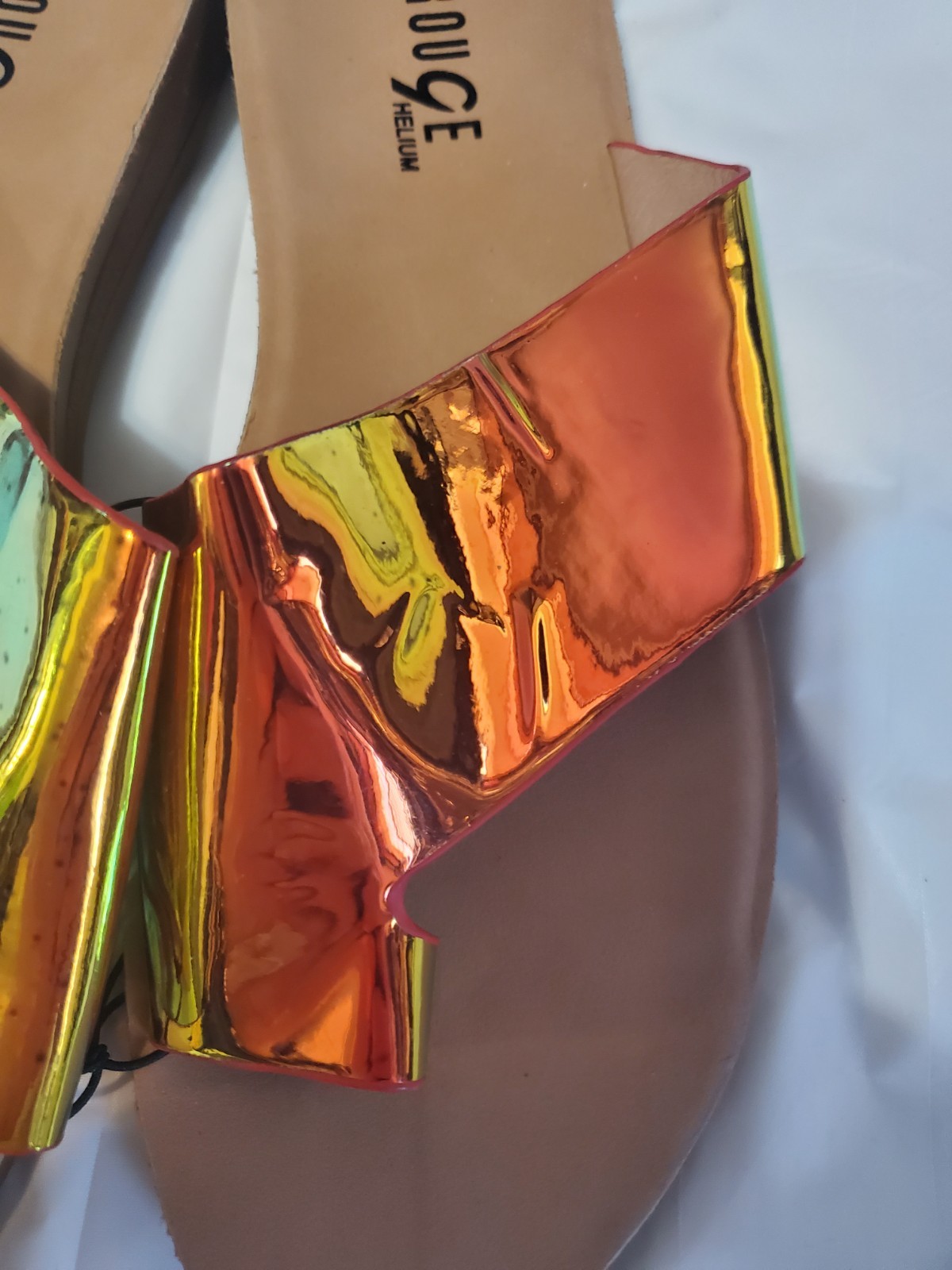 Rouge Helium Slide Sandals Iridescent Gold Orange Yellow Womens - photo 4