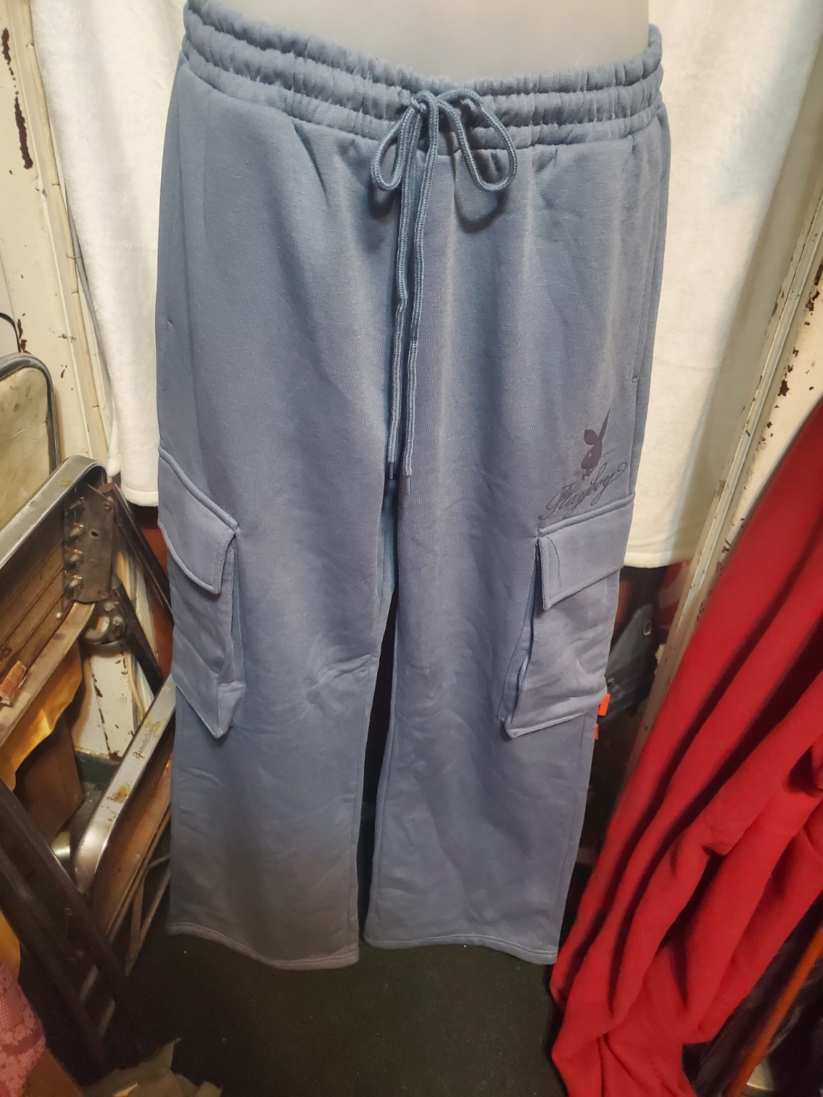 Playboy Blue Cargo "LONG" Wide Leg Pants - Women's L