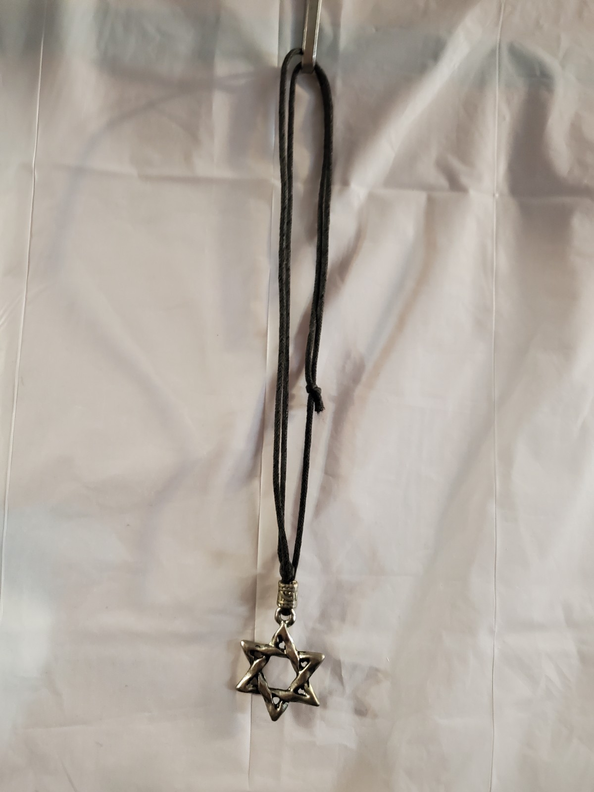 FREE SHIPPING" Star of David Pendant Necklace Black Cord Silver - photo 2