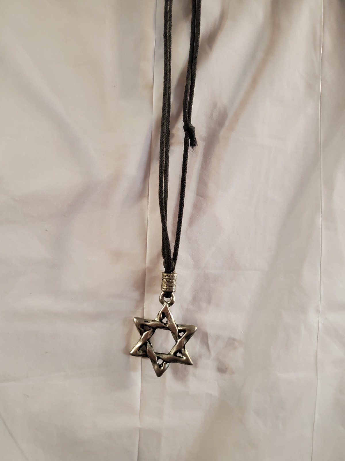 FREE SHIPPING" Star of David Pendant Necklace Black Cord Silver - photo 3