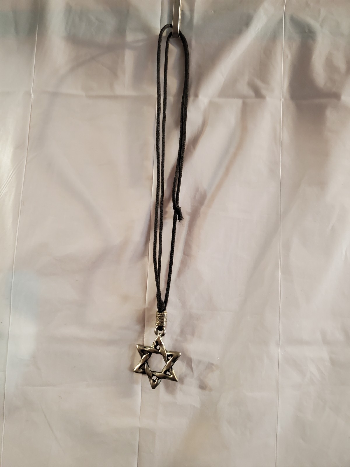 FREE SHIPPING" Star of David Pendant Necklace Black Cord Silver - photo 4