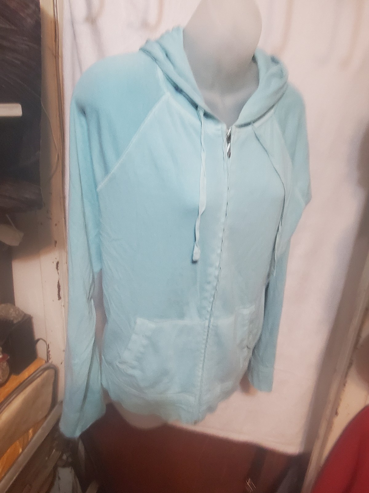 J.Crew Light Blue Full Zip Cotton Hoodie Women's Size M