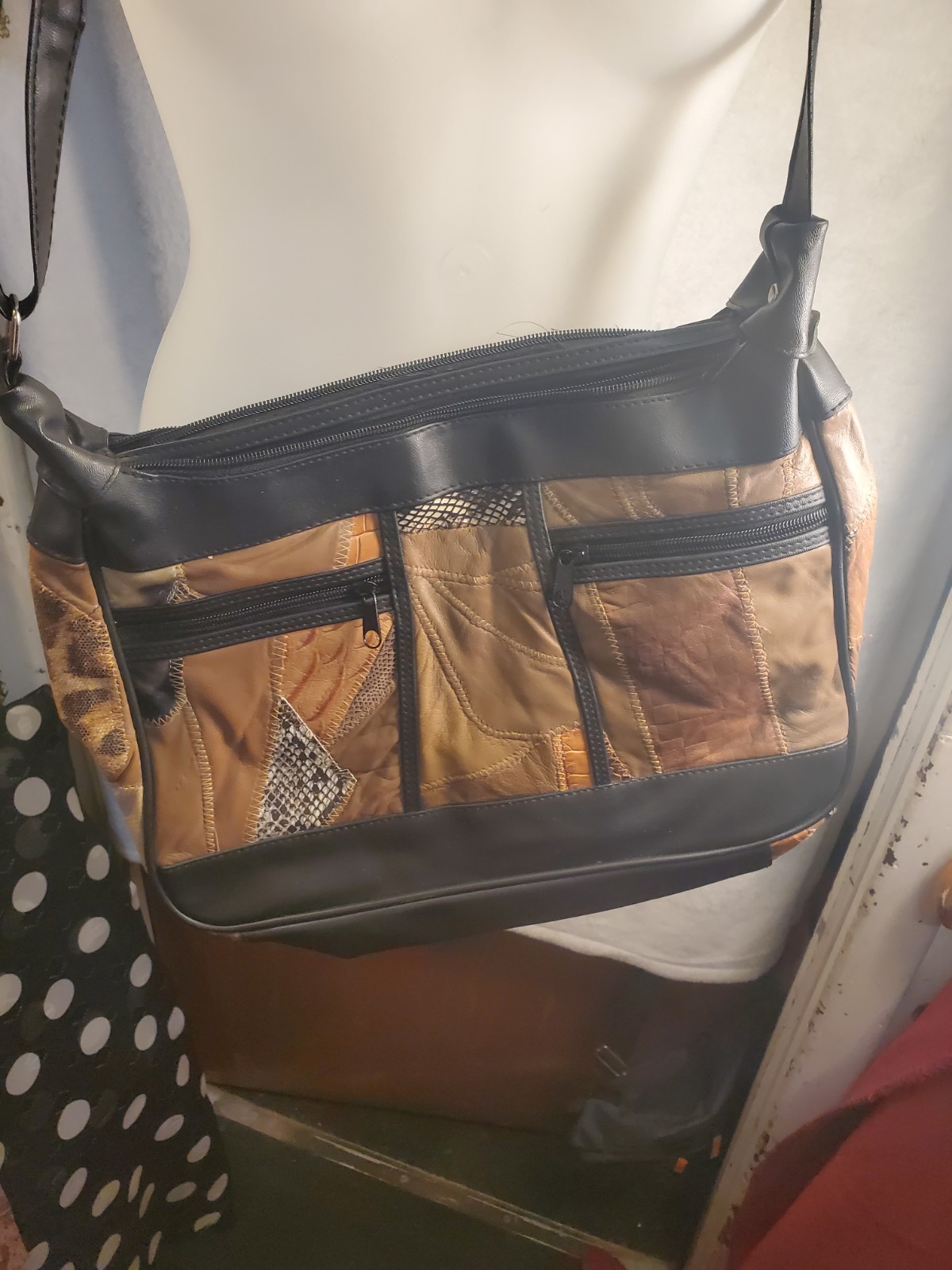 Brown Black Patchwork Shoulder Bag - photo 3