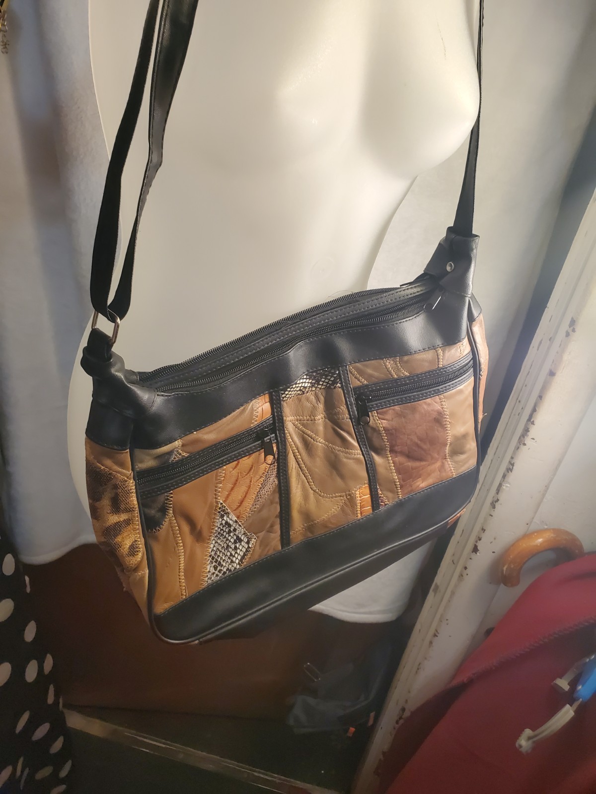 Brown Black Patchwork Shoulder Bag - photo 4